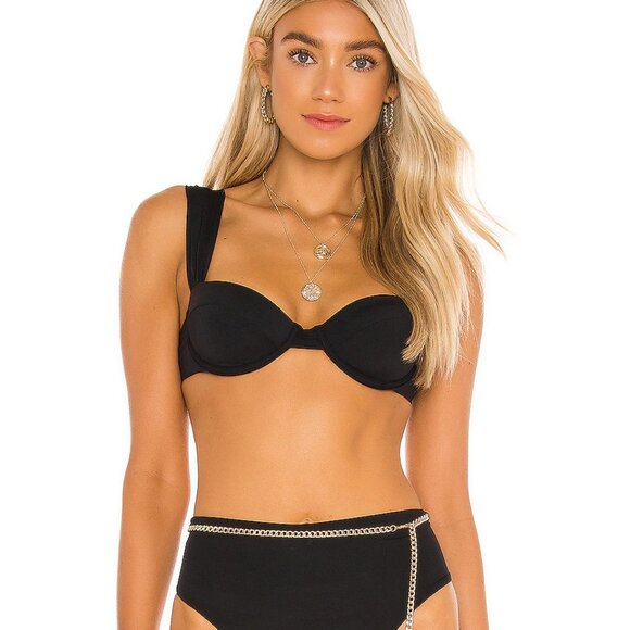 WeWoreWhat Claudia Bikini Top | Black | Preloved | Underwire & S-Hook Closure - Picture 1 of 4